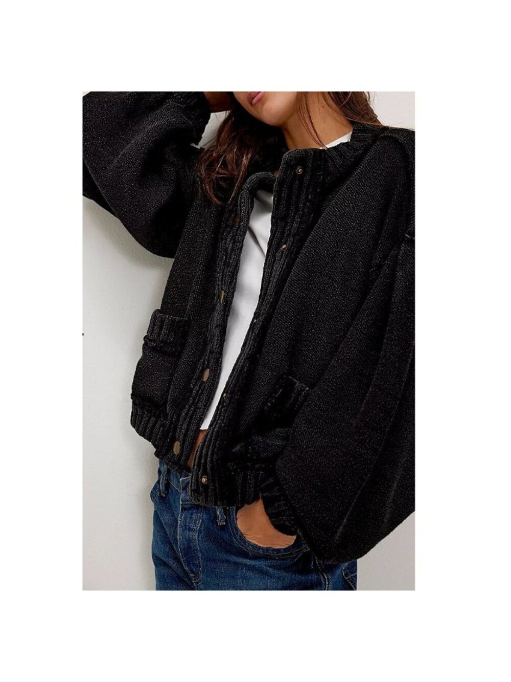 Free People We The Free Cute In This Cardi Black Boho Grunge Oversized Womens M